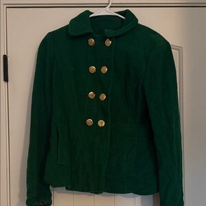 LOFT Green Pea Coat with Gold Buttons